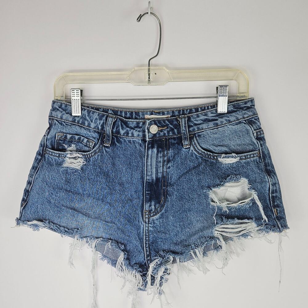 Vervet for Altar'd State Distressed High Rise Denim Shorts Size 29 Cutoff Frayed